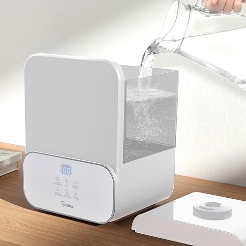 Miniatura 6 de Midea Humidificador ultrasónico de 1.6 galones  Niebla cálida y fría, tiempo de funcionamiento de 18 horas, llenado superior, difusor de aceites