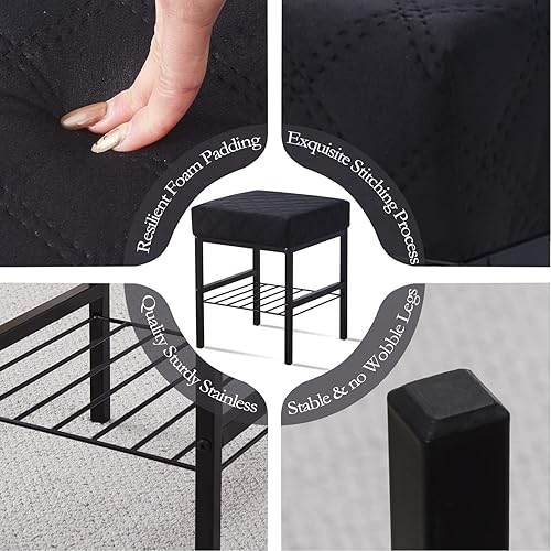 Miniatura 8 de Cpintltr Taburetes de tocador multifuncionales, taburete otomano de terciopelo, taburete otomano cambiador de zapatos, taburete de maquillaje,