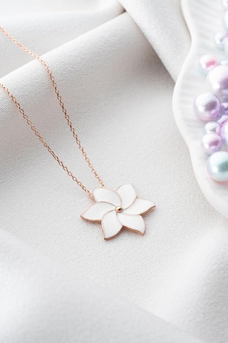 NEREZE 925 Sterling White Enamel Clover Necklace Women's Silver Necklace