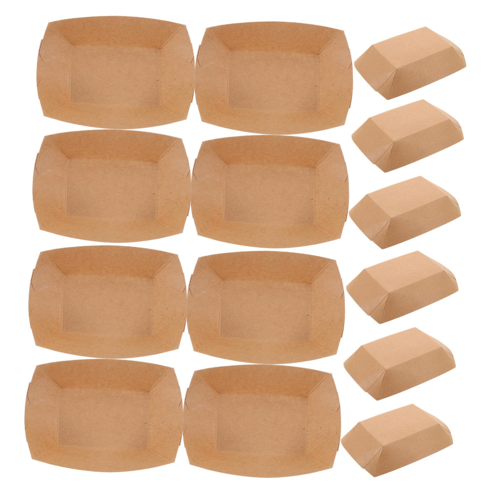 ROMISBABA 50pcs Disposable Paper Food Serving Trays Open Boat Design for Easy Access Food Grade Durable Material for Snacks Fries Bbq Parties Events
