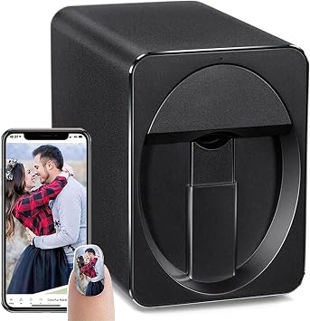 Portable Smart Nail Art Printer, Phone Control Digital Nail Art Printer, Automatic DIY Mobile 3D Nail Printer for Home Use and Nail Studios,Black