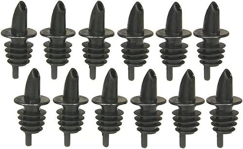 Update International Vertedores de velocidad de botella de licor de flujo libre, color negro, 12 unidades