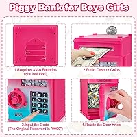 Vista 69 de Refasy - Alcancía electrónica con forma de cajero automático, para billetes y monedas, seguro para niños, regalo genial