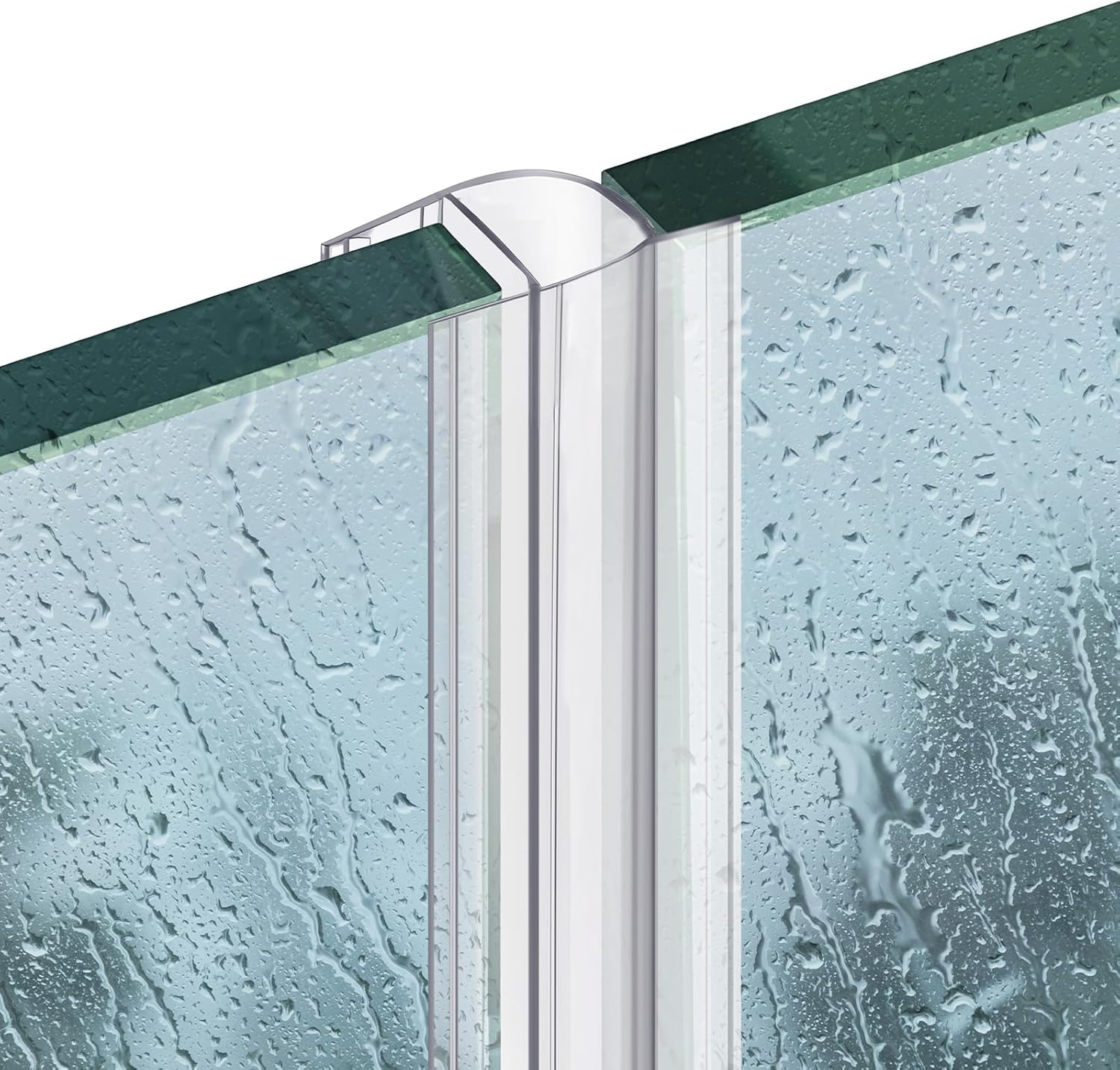Shower Door Side Seal Strip 78.74 Inch (39.37" x 2 Pcs) Frameless Glass Door Sweep Clear PVC Waterproof U-Type for 3/8'' (10 Mm) Glass to Stop Shower Leaks No Adhesive Needed