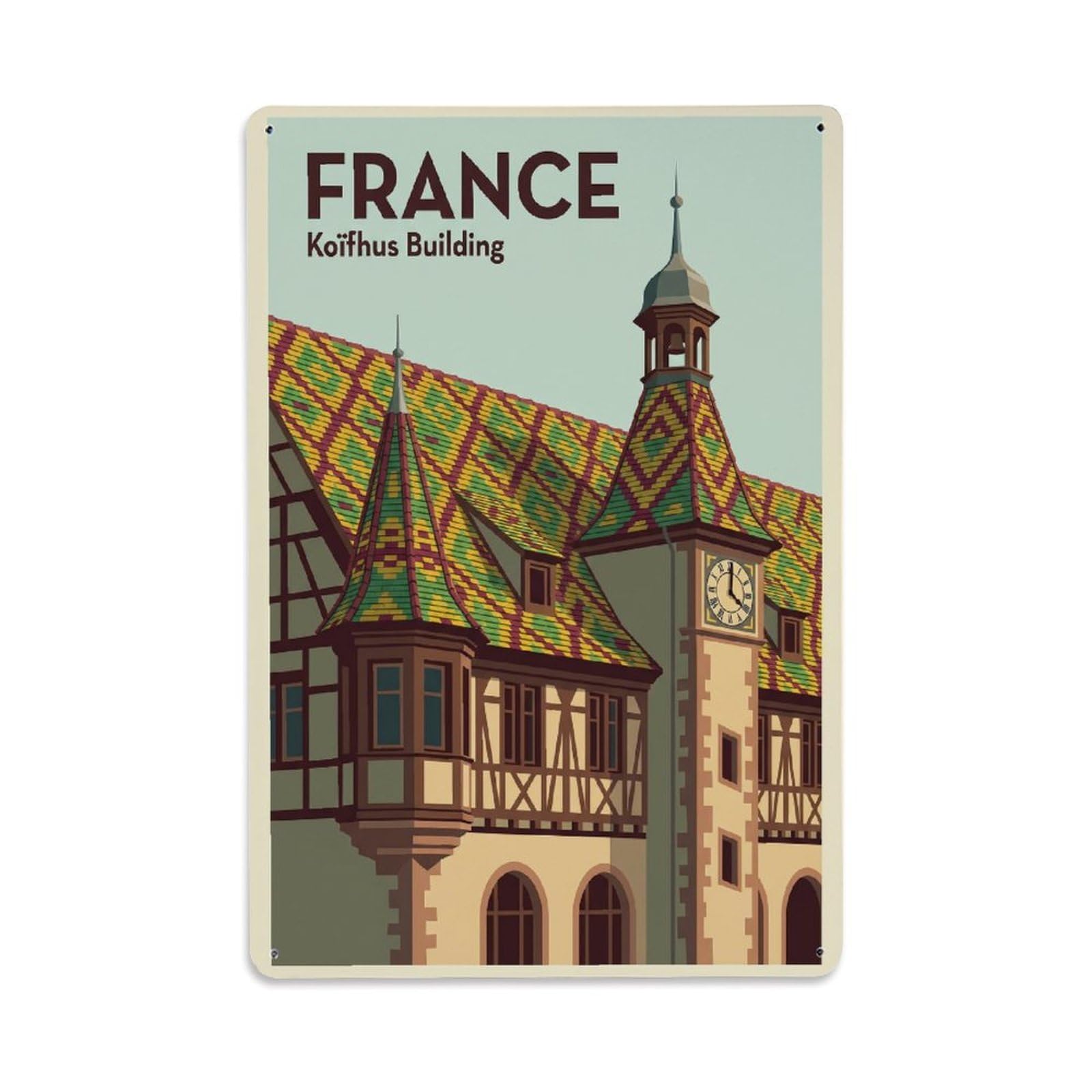 Gead 8X12inch Style Vintage Travel France Customs Metal Tin Sign