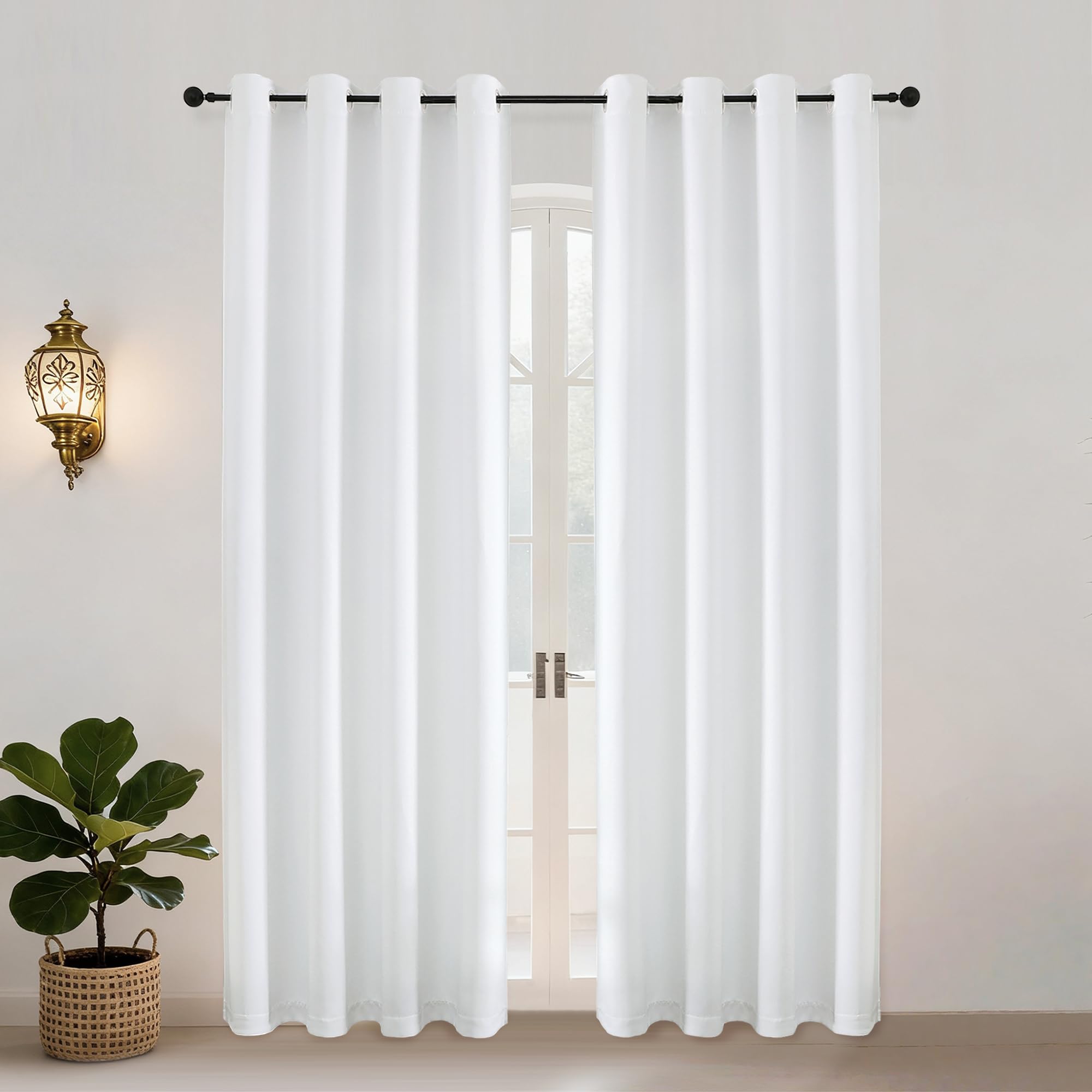 Simplebrand Ava Pure White Curtains for Living Room 183 cm Length 2 Panels Set, Soft Casual Privacy Light Filtering Window Treatment Curtains & Drapes for Bedroom, W 140 cm x L 183 cm