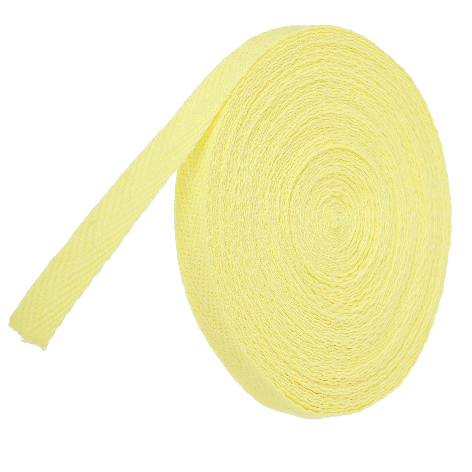 TA-VIGOR Cotton Twill Tape 10mm x 10 Yards Herringbone Webbing Light Yellow — image 1
