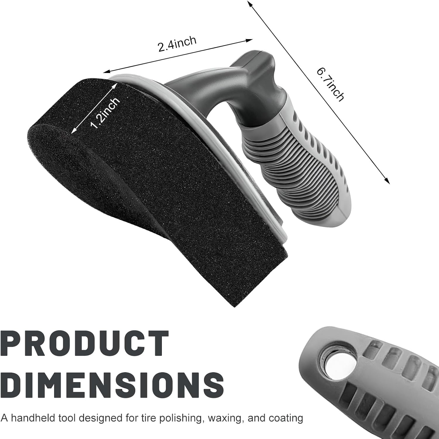 Car Tire Shine Applicator, High-Density Vehicle Wheel Polishing Brush with Anti-Slip Handle, Universal Tyre Detailing Tool Sponge Pad Dressing Applicator for Most Vehicles