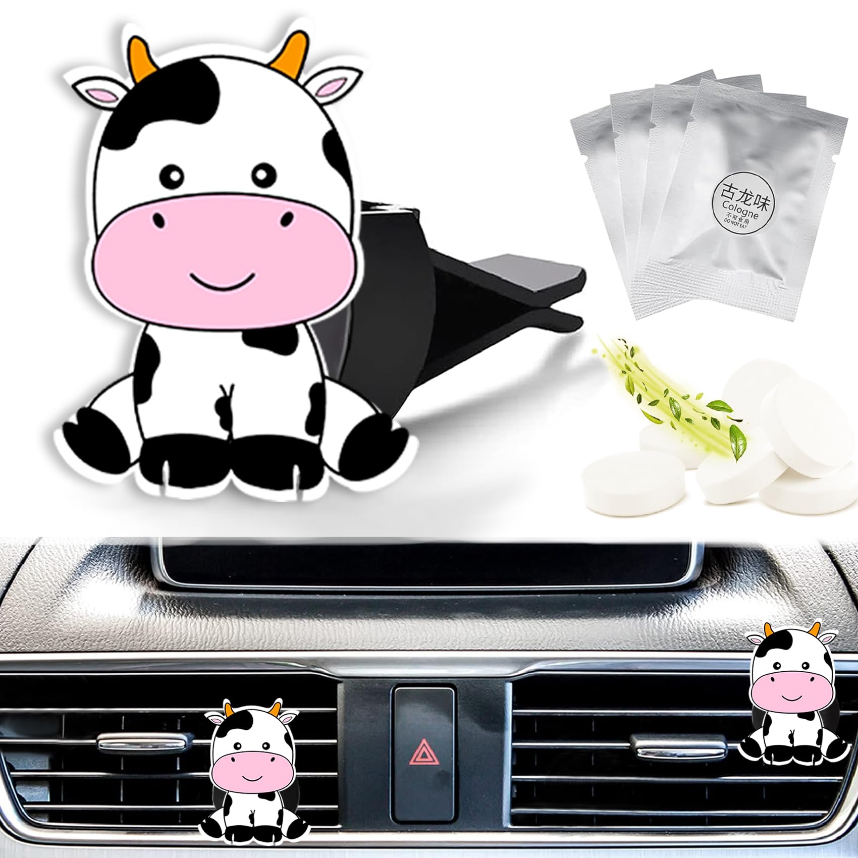 Fresh Scented Car Air Freshener Vent Clip, Decorative Cow