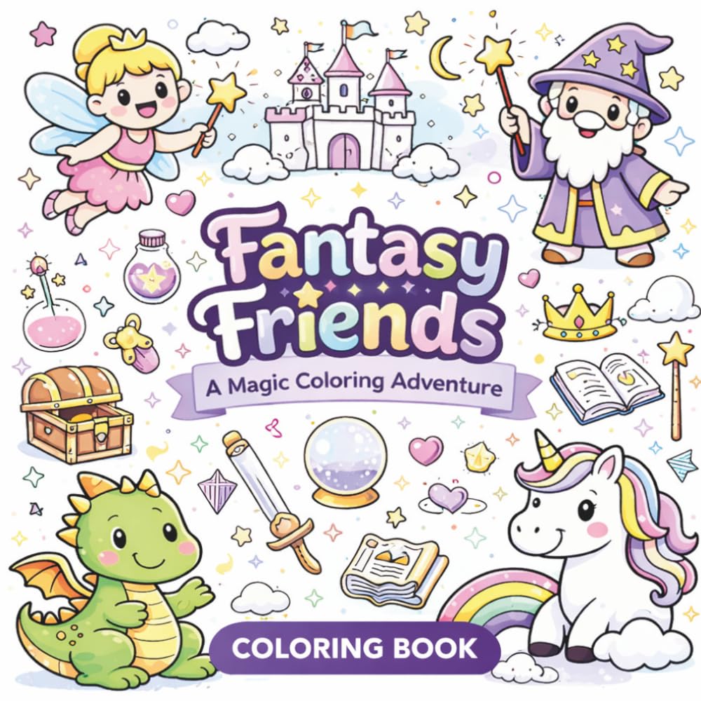 Cute Fantasy Creatures Coloring Book: Magical Adventures for Little Artists
