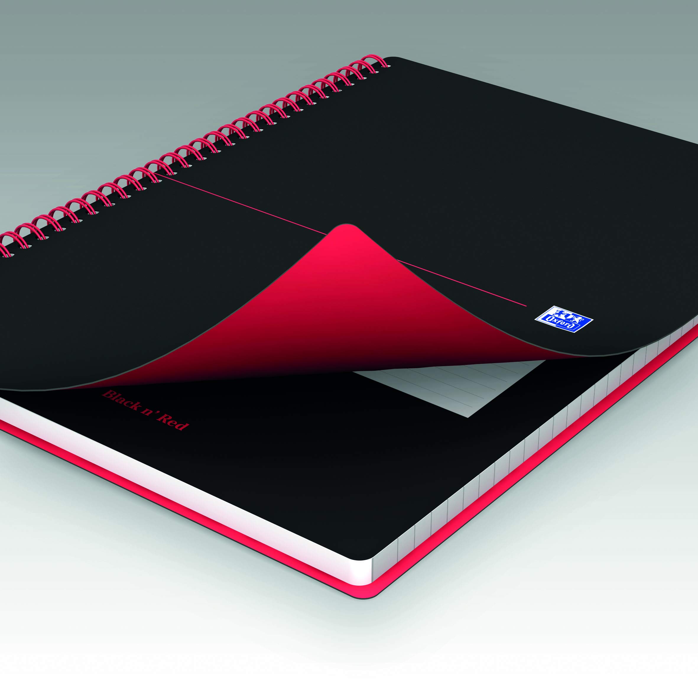 Oxford 400047654 Black n' Red - Cuaderno de espiral, 5 unidades, DIN A4, cuadriculado, tapa flexible, 70 hojas, color negro y rojo