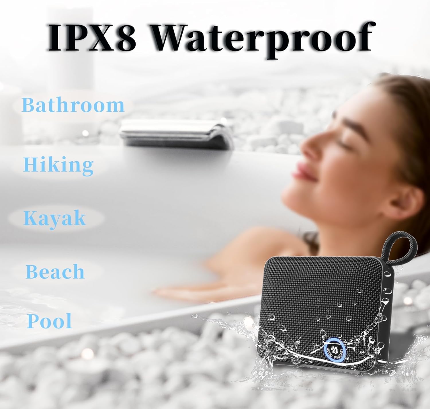 BP26 Bluetooth Shower Speaker,Portable Bluetooth Speaker, Hi-Fi Sound, IP68 Waterproof and Dustproof, Lightweight & Long Battery Life, TWS Pairing, Bluetooth 5.3 (Classic, Black) - Image 3