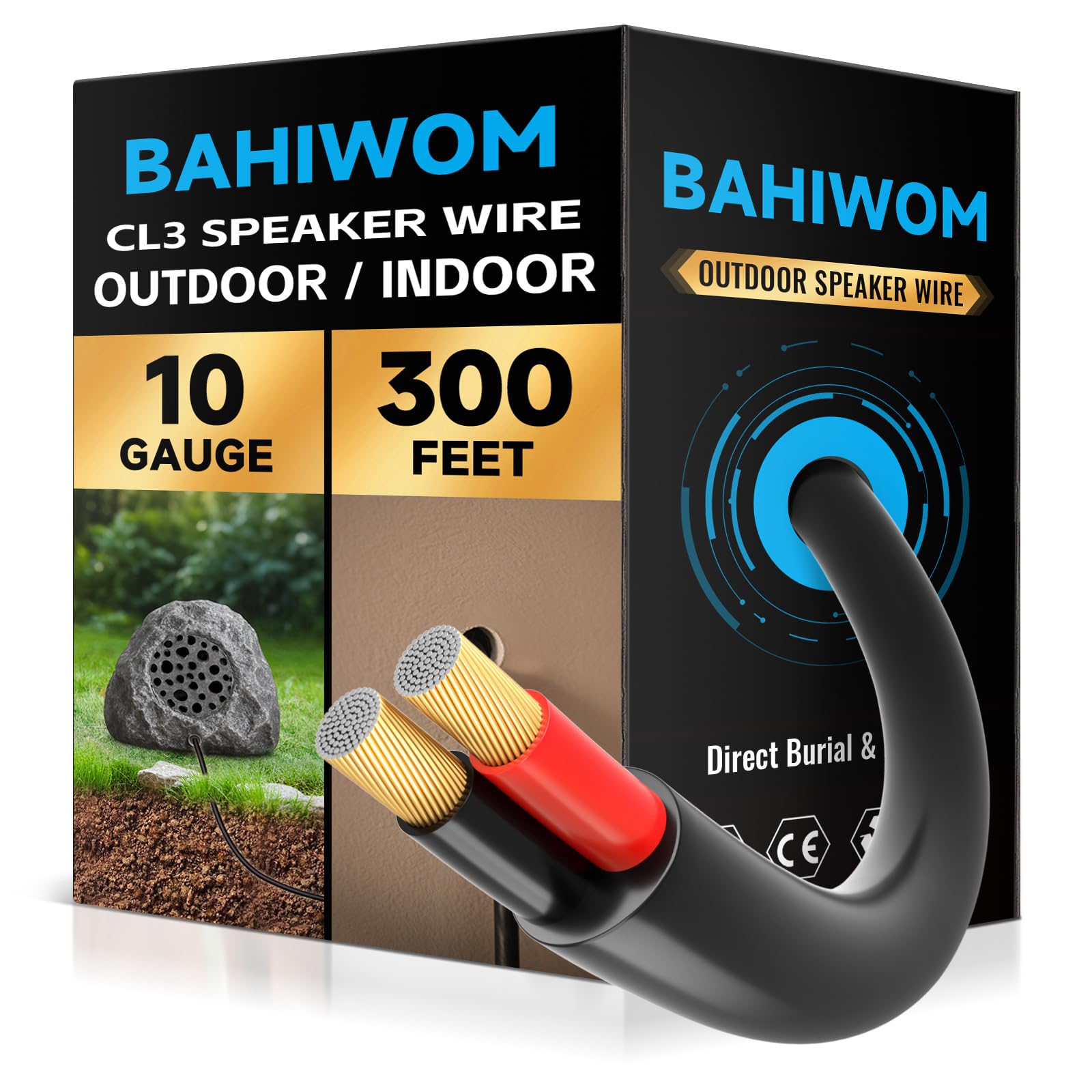 Cable de altavoz calibre 10 CL3 resistente para enterramiento directo 8