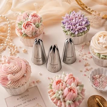 Piping Tip,3PCS Tumtanm Seamless Stainless Steel Large Icing Piping Nozzles, DIY Icing Nozzle Tool for Cupcakes Cookie Cake Decorating