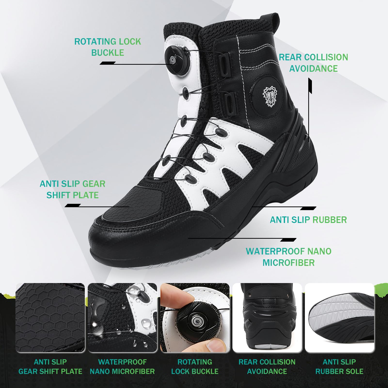 Scarpe Moto Uomo, Stivali Moto Uomo Impermabile Traspirante con Scarpa ATOP, Antiscivolo Scarpe da Equitazione Stradale con Supporto alla Caviglia