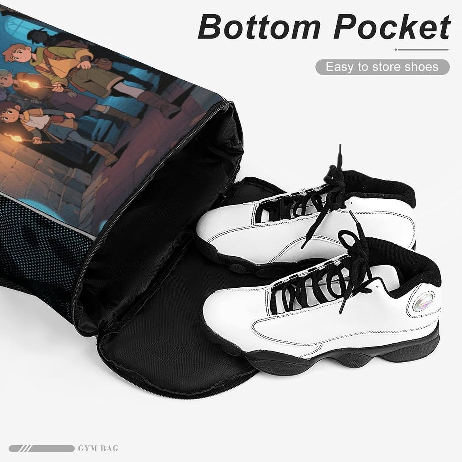 Small Gym Bag Ghost Castle Printed Drawstring Gym Bag for Men Lightweight Waterproof Drawstring Backpack for Women with Shoe Compartment for Travel Tourism Work And Fitness