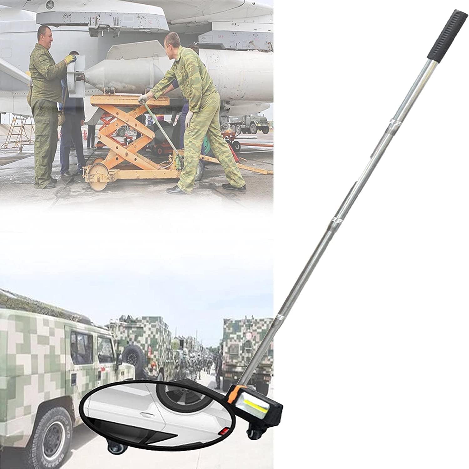 Vehicle Inspection Mirror Car Inspection Mirror with Light，Hand-Held Retractable Roof Safety Inspection Mirror 360 Rotation， for Security Check Under Cars, Trucks, Over Shelves and Corners