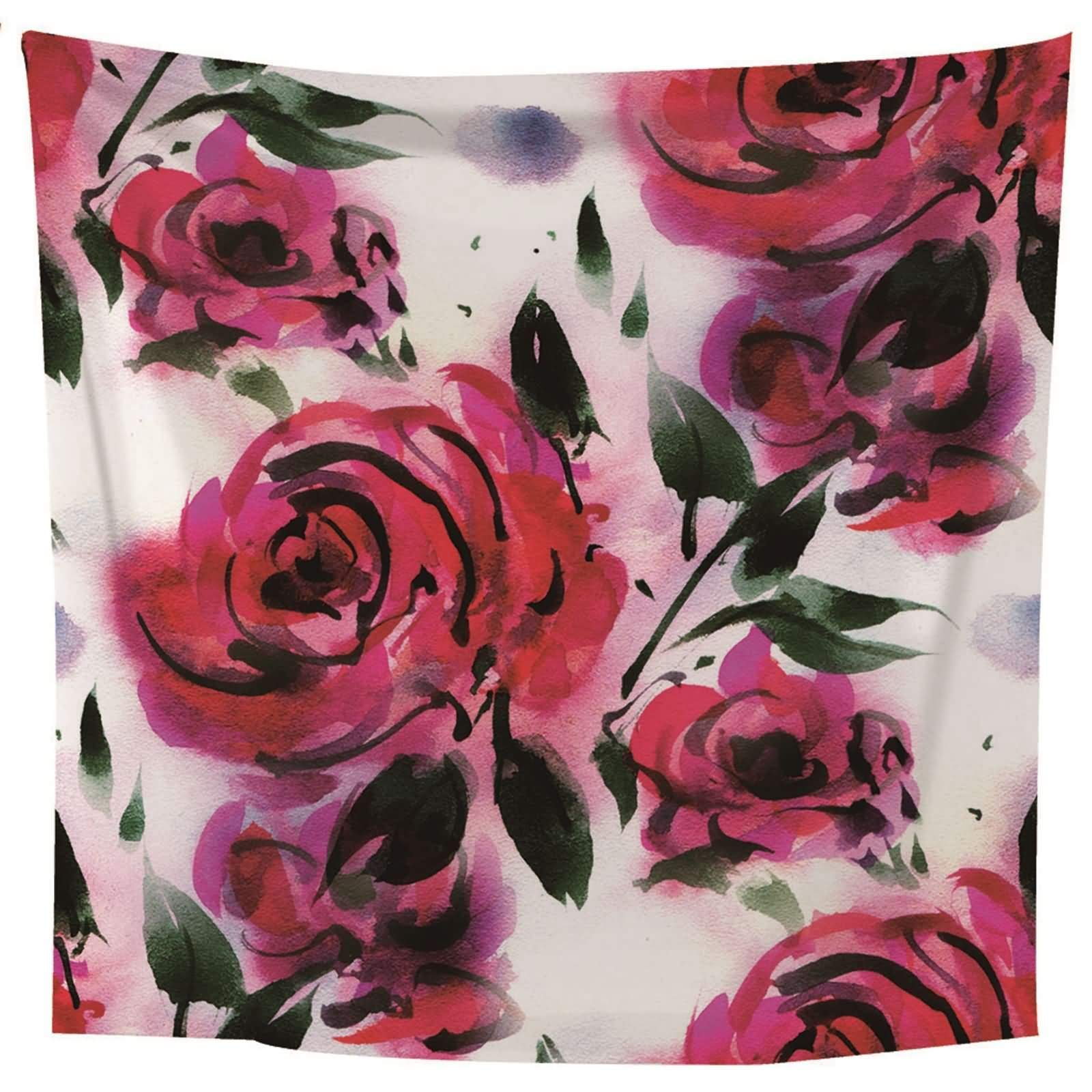 Tenture murale rose rouge en toile imprimée pour une décoration de salon poétique