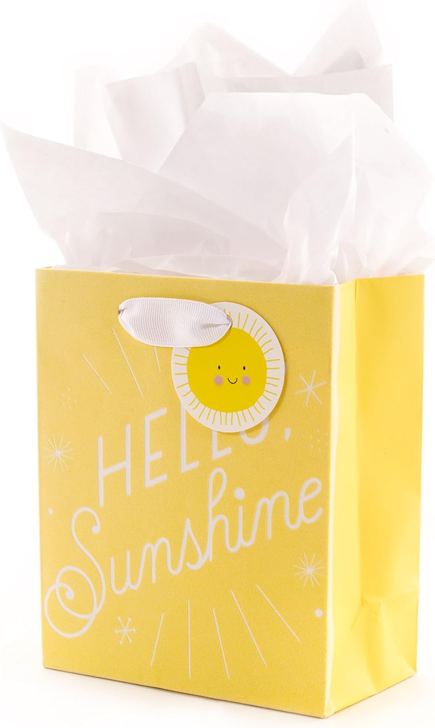 Hallmark 9" Medium Baby Gift Bag with Tissue Paper - Baby Banner in Grey, Pink and Blue for Baby Showers, New Parents, and More