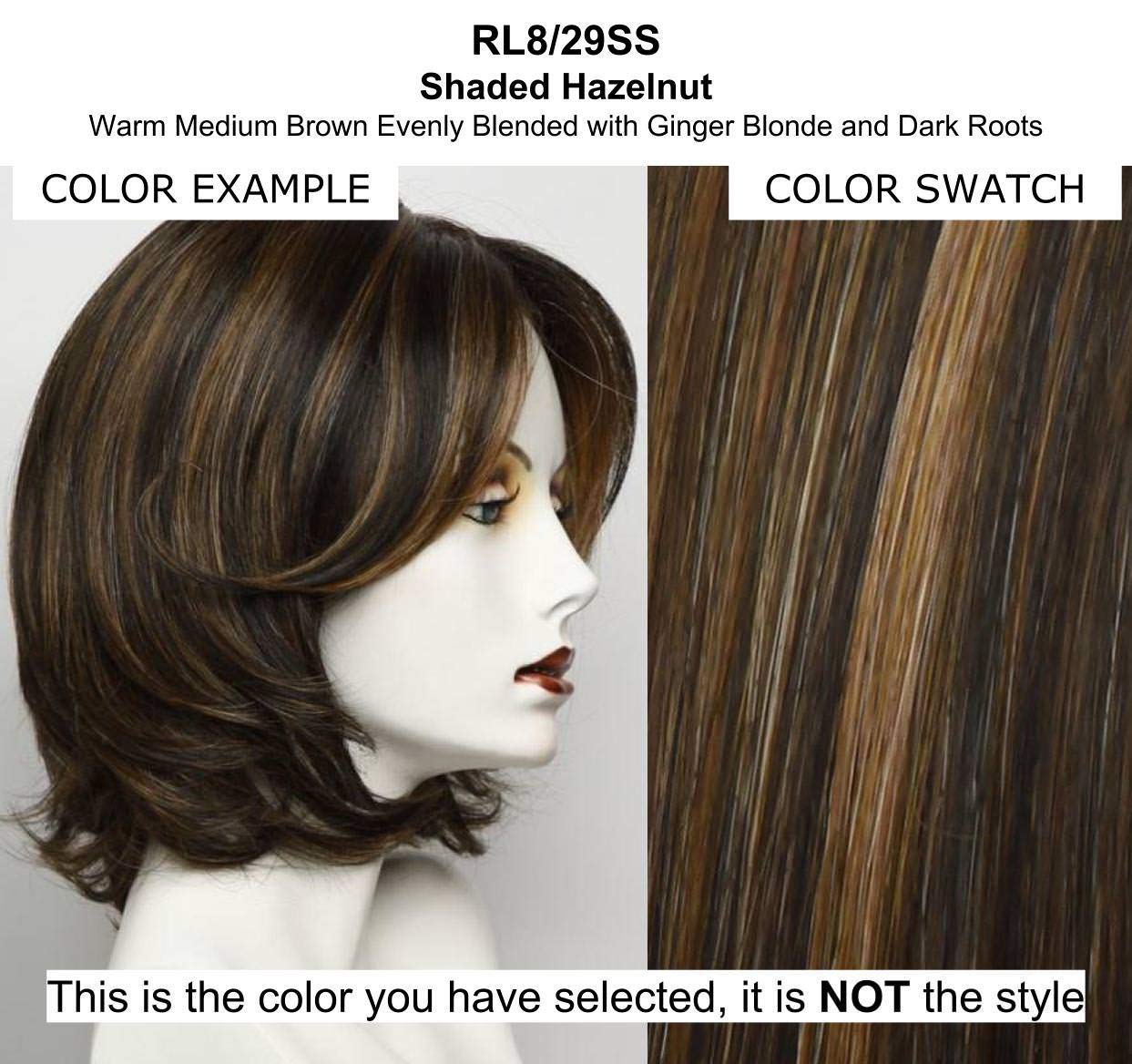 Shattered Bob Wig Color RL8/29SS SHADED HAZELNUT - Hairdo Wigs 6.5" Short Chin Length Textured Bangs Tousled Layers Heat Friendly Synthetic Basic Avg Cap Bundle MaxWigs Hairloss Booklet