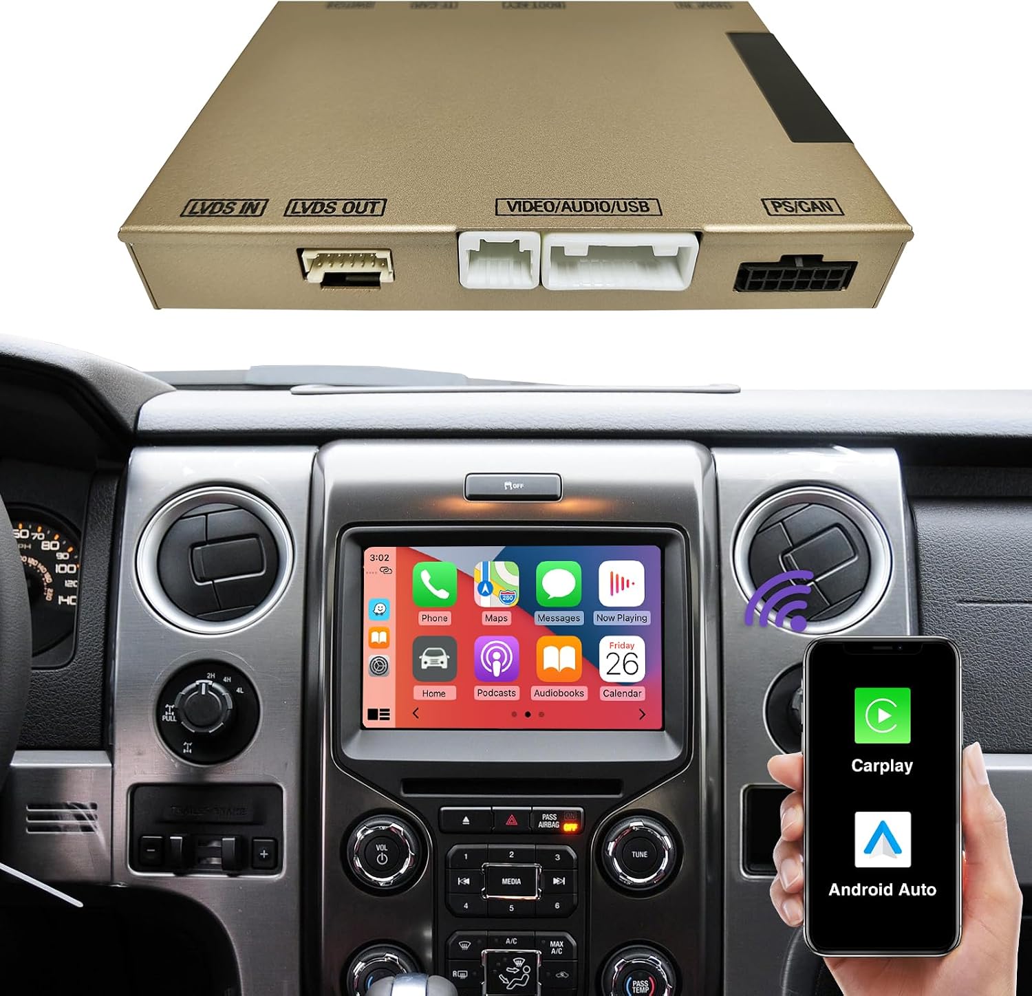 Wireless CarPlay Retrofit Kit Decoder for Ford SYNC 2 System
