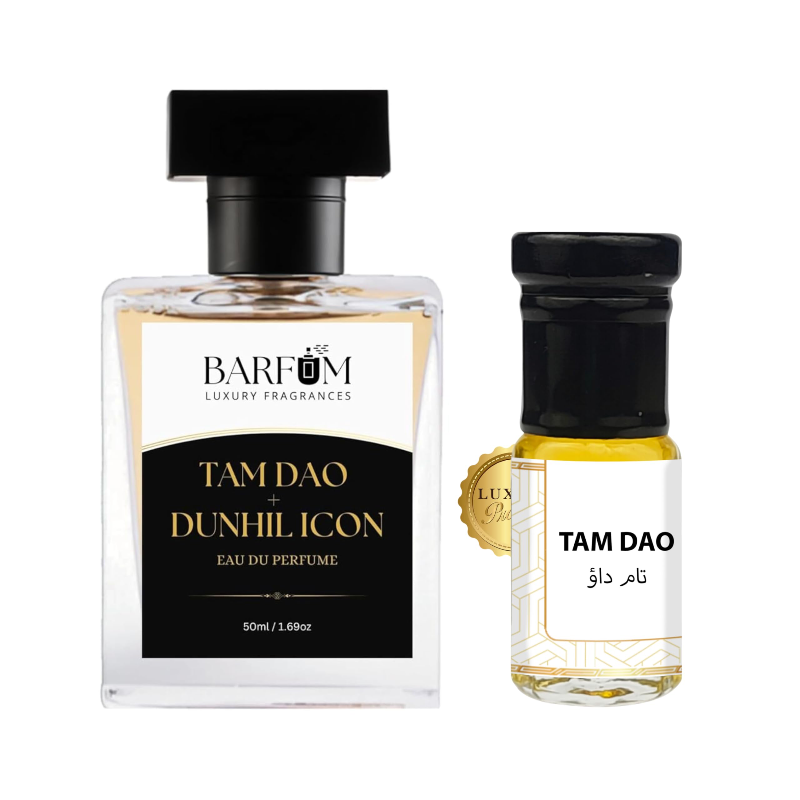 Barfum® Dun icon + Tam dao Perfume Mix 50ml with Attar Combo | Used By Star | Blend of Sandalwood, Oud, and Spices | Expertly Crafted Alcohol-Free Unisex Long-Lasting Perfume 50ml