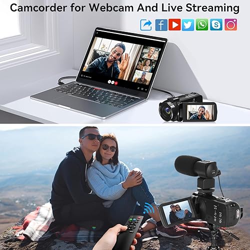 Miniatura 6 de Cámara de video, videocámara 8K de 48 megapíxeles para vlogging de YouTube con zoom digital 18X, pantalla táctil de 3” con WiFi, micrófono externo,