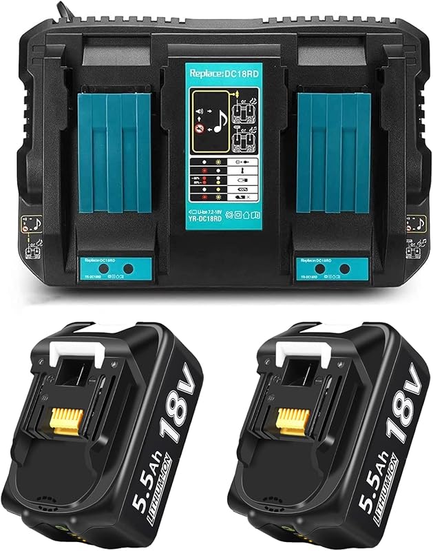 BATTOOL 18V Töltő + 2x 5500mAh Akkumulátor BL1840B BL1850B BL1860B Kompatibilis