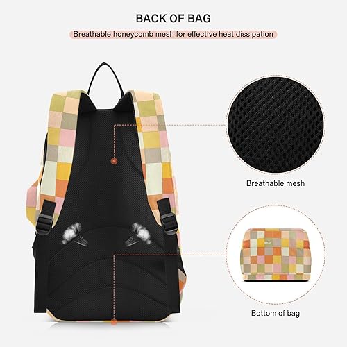 Miniatura 4 de Mochila de tenis para adultos, grande, resistente, a cuadros, color naranja, rojo, beige, 3 raquetas, cubierta de raqueta de bádminton para mujeres