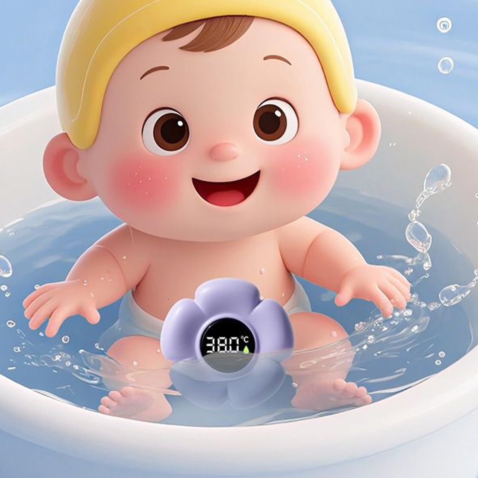 Termómetro De Baño Para Bebé Con Forma De Flor,Sin Mercurio Termómetro De Bañera,Sensor Digital De Temperatura De Agua Para Ducha Monitoreo Seguro Para Bebes Y Adultos Con Pantalla Táctil Pantalla LED — view 3