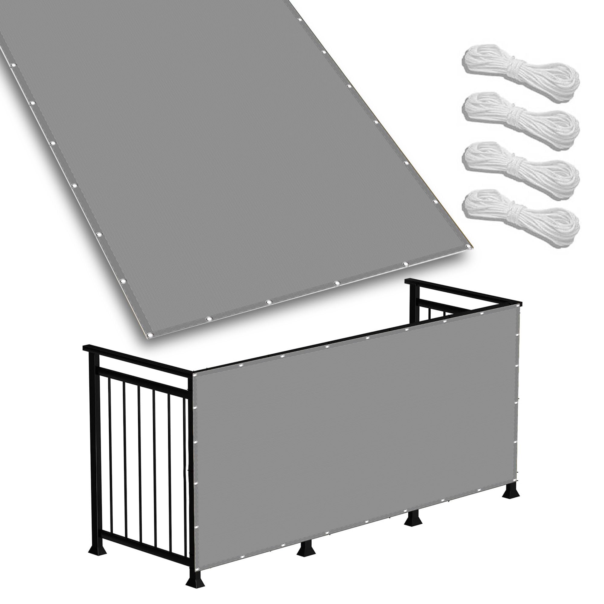 Toile Imperméable Rectangulaire 170 X 600 Cm Anti UV Polyester Imperméable Ombrage Pare Soleil Cordes De Fixation Incluses Pour Jardin Piscine Patio Camping, Taupe