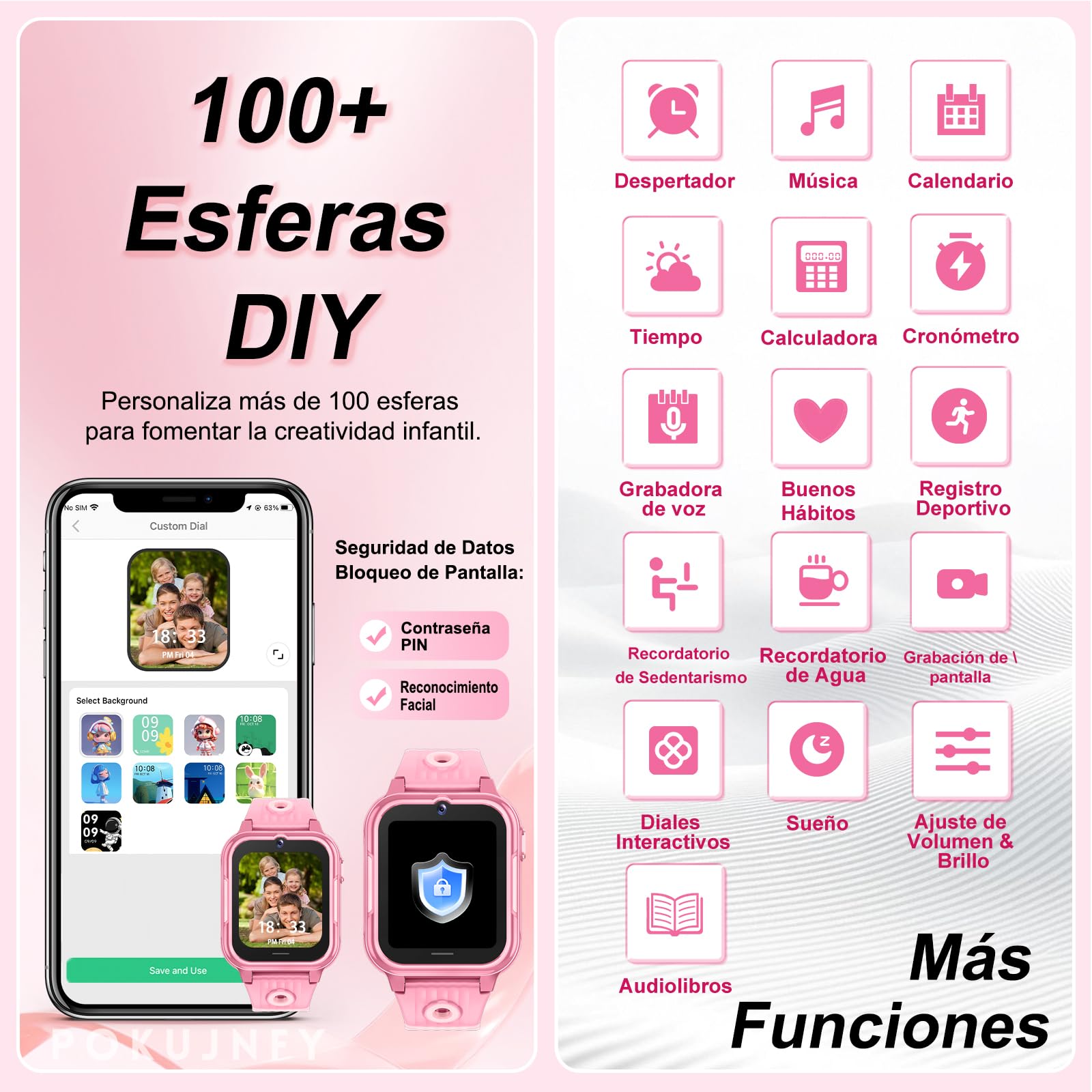 4G Reloj Inteligente Niño GPS y Llamadas Videollamadas Teléfono SOS Whatsapp Juegos Cámara Podómetro Modo Escuela Despertador Digital Impermeable Regalo para Smartwatch Niños Niña