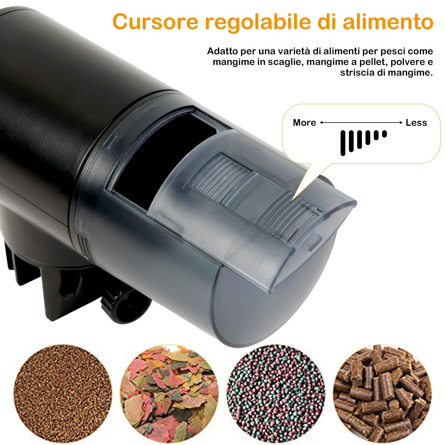 Mangiatoia Automatica per Acquario, Distributori di Cibo per Pesci Tartarughe con Display LCD, capacità di Serbatoio 200mL , Impostazione del Tempo di Mangime