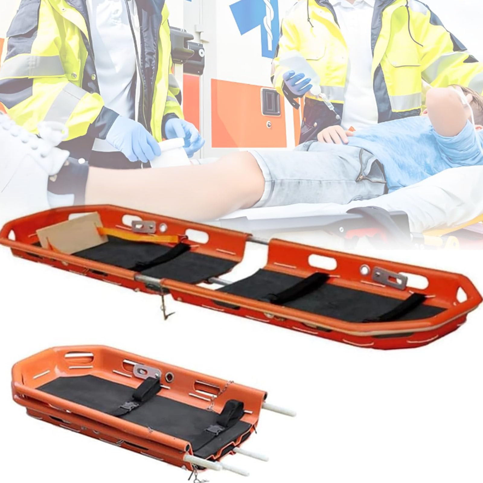 Cesta de rescate plegable desmontable portátil para evacuación de emergencia a gran altitud y operaciones de rescate multifuncionales