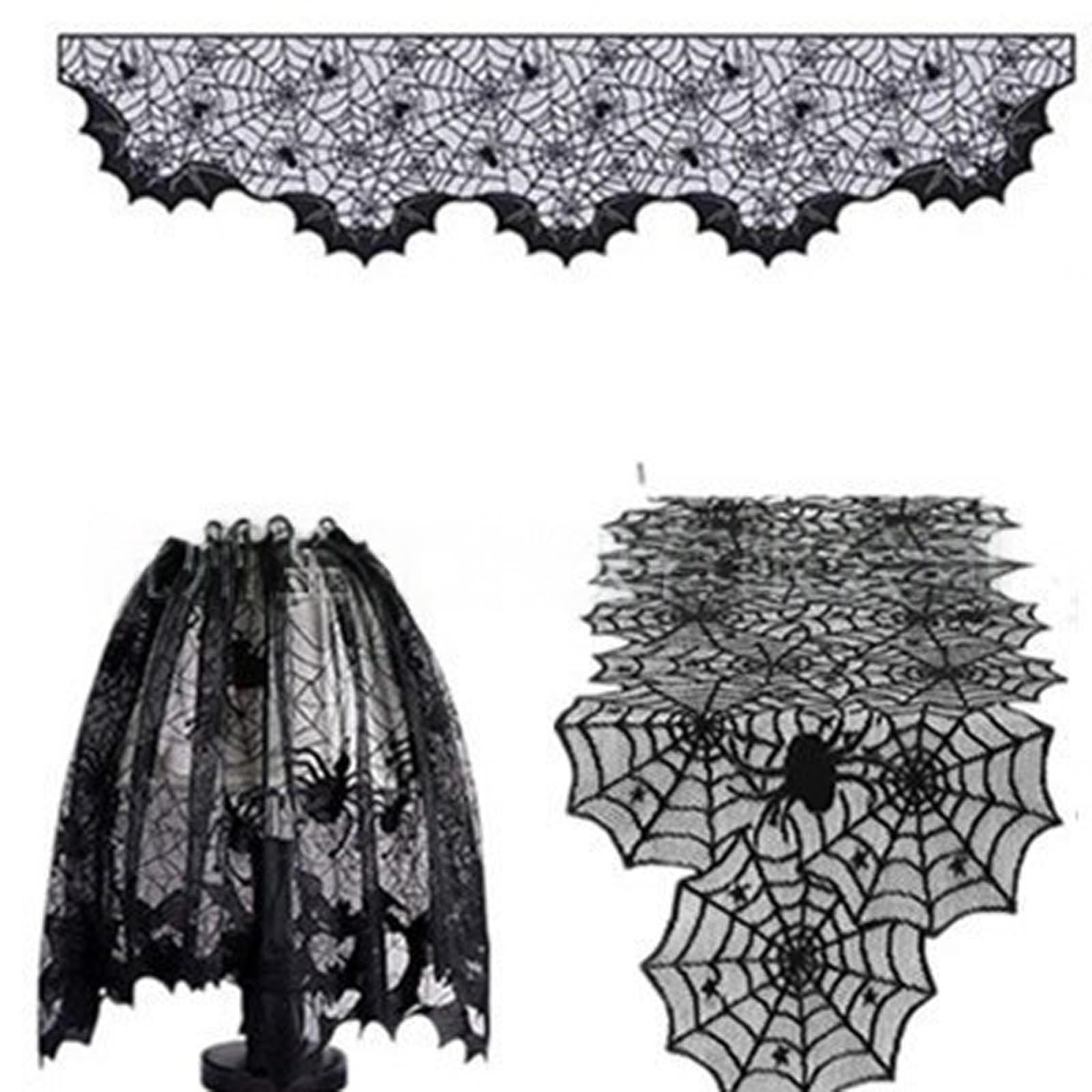FOLODA Halloween Decoration Table Runner Lamp Cover Set Washable Fabric Tablecloth Lampshade for Dining Table Mantels Display Halloween Decorations