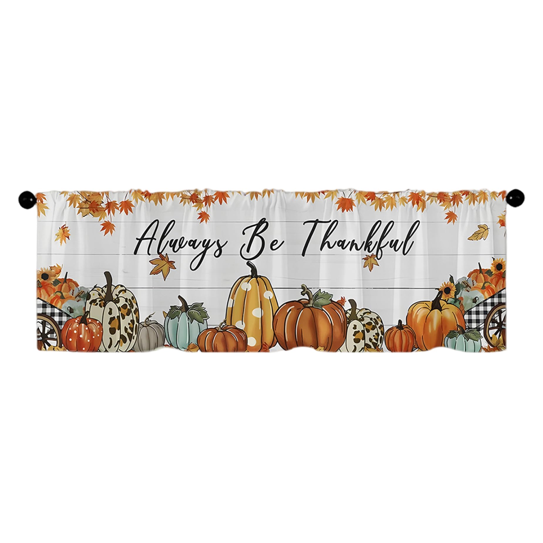 Lcarege Fall Kitchen Curtains 57x18 Inch Pumpkin Autumn Valances for Rod Pocket Curtains for Halloween Thanksgiving Decor