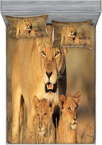 Miniatura 133 de Ambesonne Juego de sábanas bajeras y fundas de almohada, deliciosos tacos con verduras, cocina folclórica, ingredientes de recetas de comida Beige