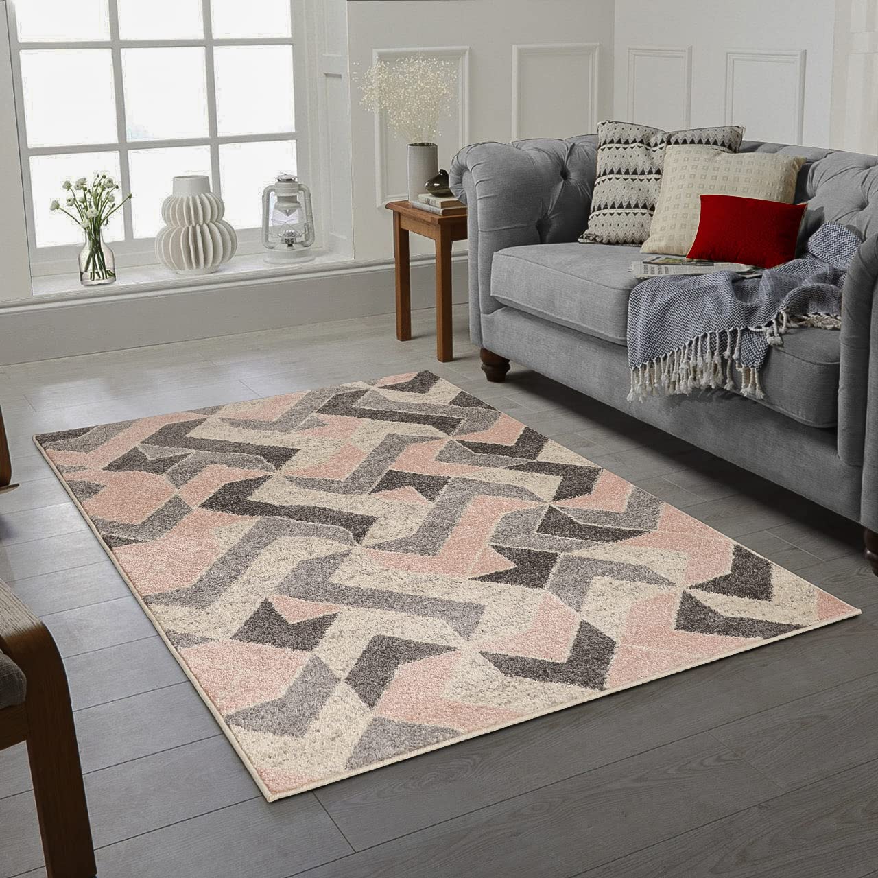 Super Soft Rugs for Living Room Bedroom Rug - Thick Dense Pile Non Shed Rug For Bedroom - Small Medium Large Carpet Area Rugs Kitchen Floor Mat (Blush Pink, 120 X 170 cm)