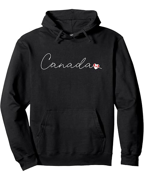 Canada Simple Love Canadian Flag Heart on Canada Pullover Hoodie
