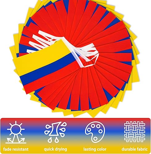 Miniatura 4 de Banderín de bandera de Colombia, pequeña mini bandera colombiana, decoración nacional de país para escuela, fiesta, eventos deportivos, 33 pies 30