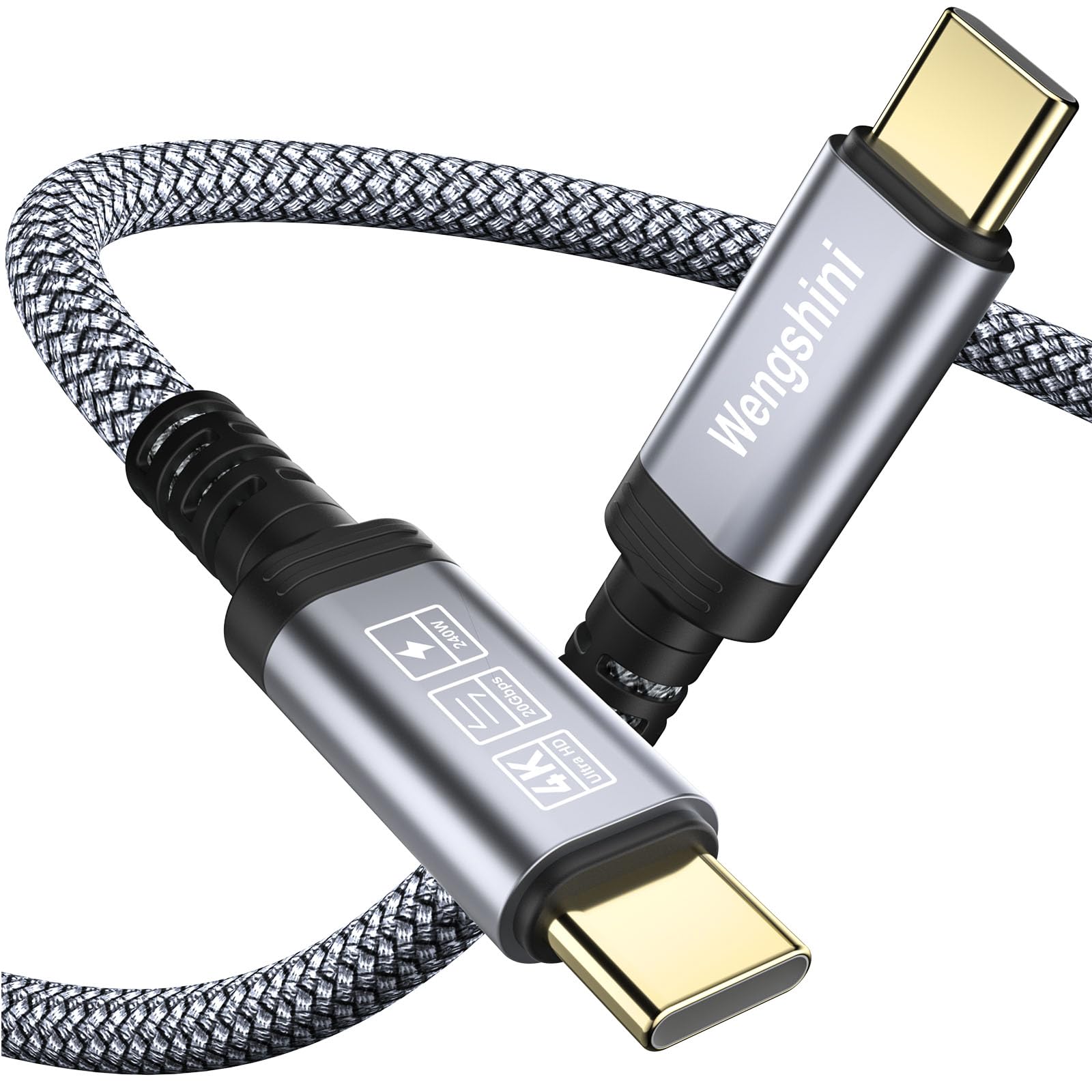 Wengshini USB C auf USB C Kabel 2M,240W/20Gbps USB C 3.2 Gen2 x 2 Datenkabel, 4K@60HZVideoübertragung Videoübertragung für Laptop, Handy, Steam Deck, Tablet, SSD, Monitor usw.