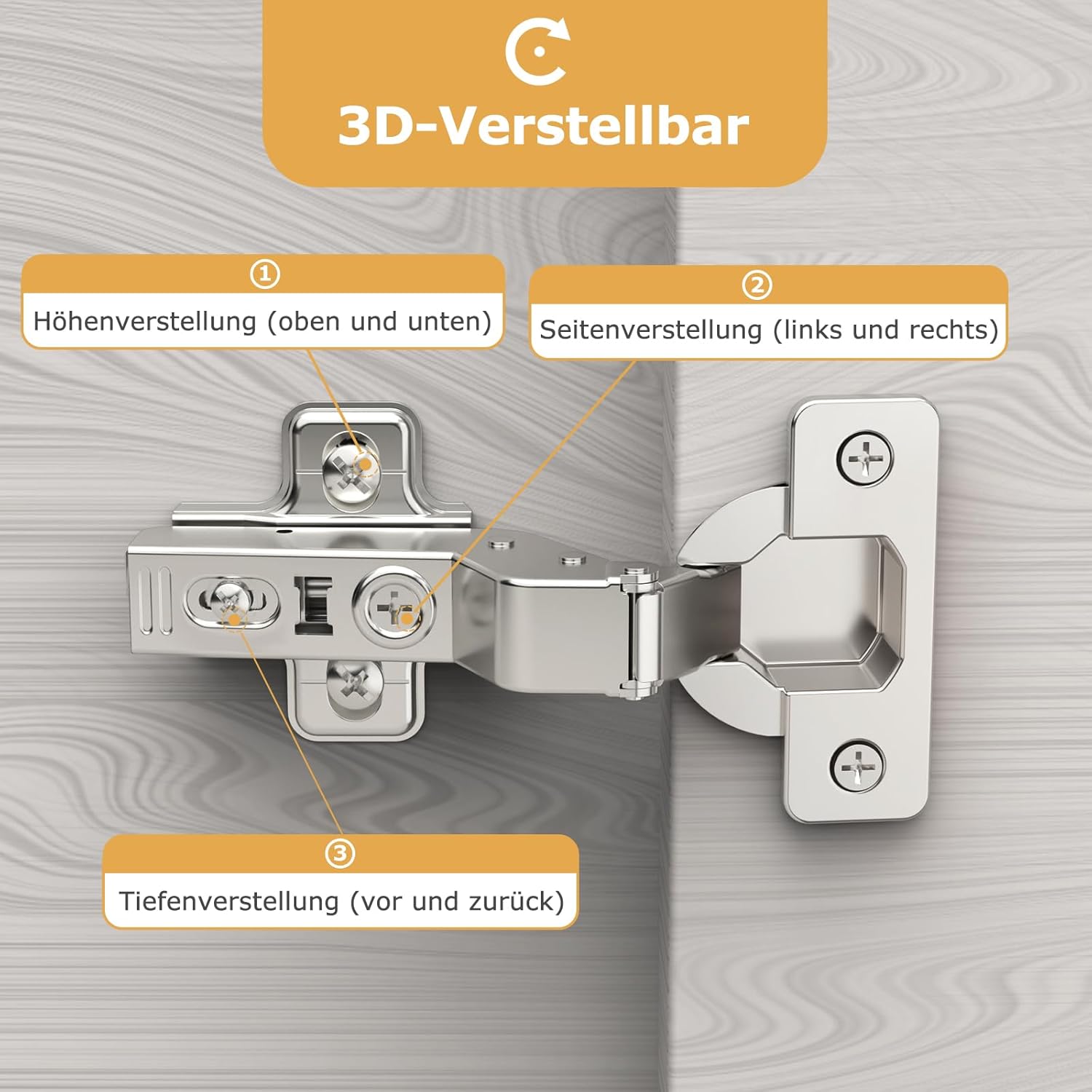 Two Piece Cabinet Hinges, 110° Open Angle, with Hydraulic Spring Perfect Close Kitchen Cabinet Hinges, 45mm Cup Hole Spacing, for Kitchen Cabinets, Cabinet Doors, Closet