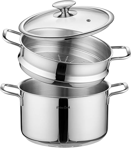 Miniatura 4 de Prime Cook - Cesta de vapor de acero inoxidable 1810 de 3 pulgadas de profundidad con 11.0 in de diámetro