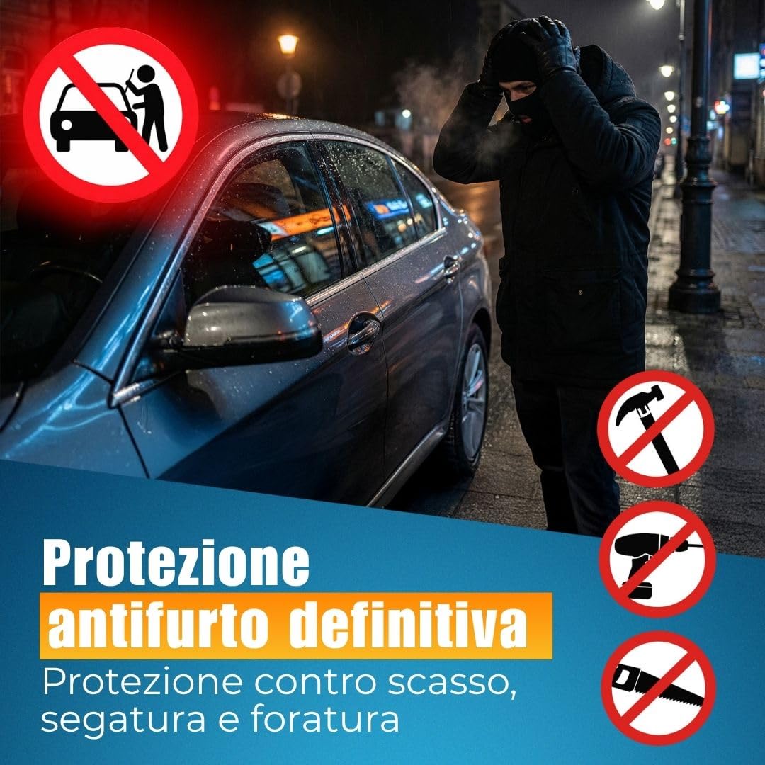ATG Bloccasterzo Auto Antifurto per Auto SUV Van Furgone Camper Acciaio Temperato Protezione Antitrapano