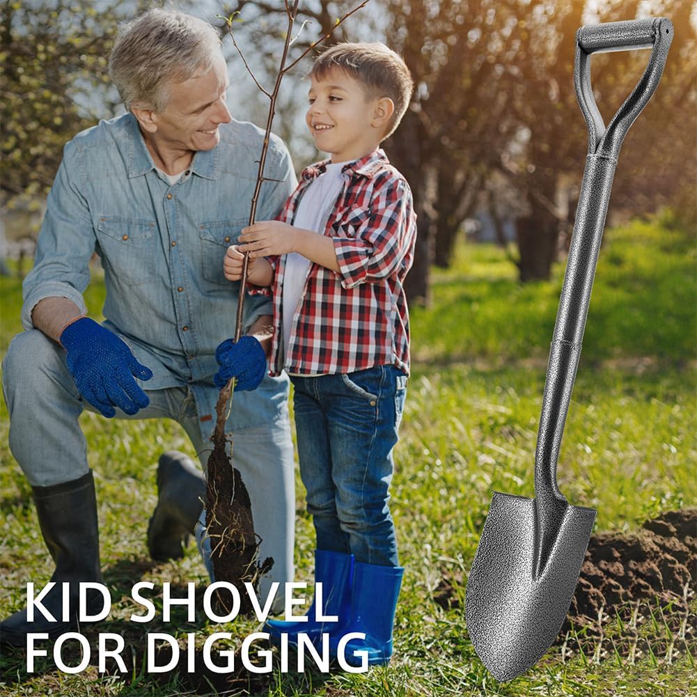 All Metal Shovels for Digging Gardening - 30in Small Shovel Spade with Short D Handle and Steel Blade - Perfect for Camping Planting Overlanding : Patio, Lawn & Garden