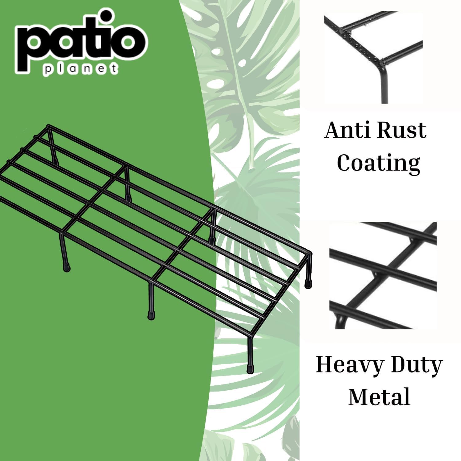 Patio Planet Metal Plant Stand for Balcony (Pack of 4 Black) | for Living Room - 24 inches | Pot Stand for Outdoor & Indoor Plants 2
