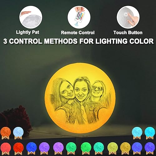 Miniatura 2 de Lámpara de luna personalizada con foto grabada, 16 colores, lámpara nocturna de carga USB para niños, cumpleaños, Acción de Gracias, Navidad,