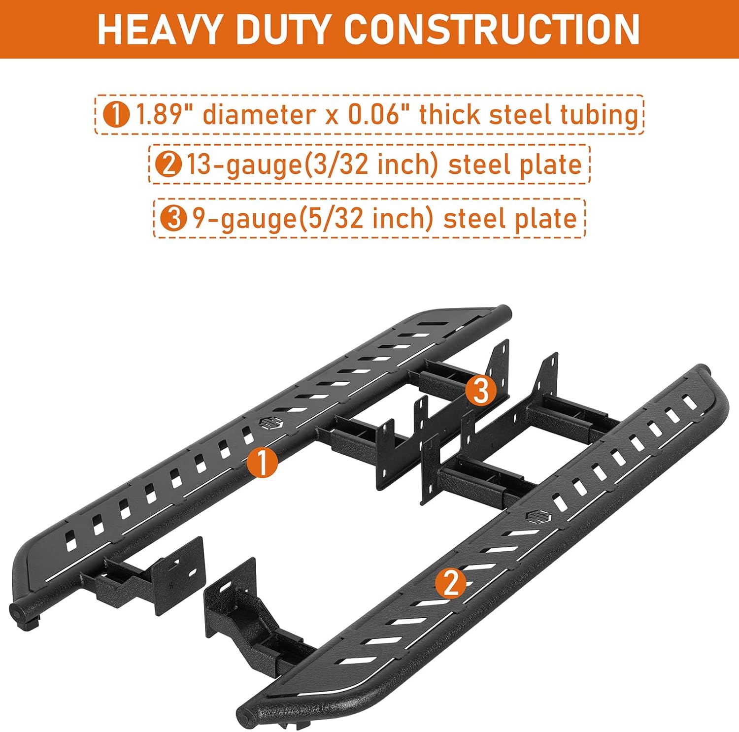 Hooke Road GX460 Side Steps Running Boards for 2010-2023 Lexus GX460, Sturdy Steel Rock Slider Nerf Bars with 7.57" Wide Non-Slip Step Pads