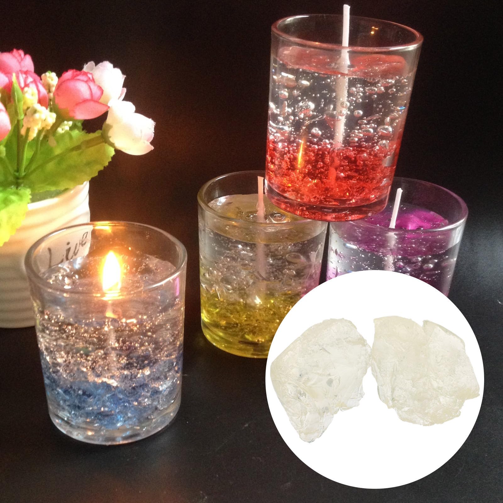 1kg Transparentes Gelwachs, Selbstgemacht Kristallbecher, für Kerzen