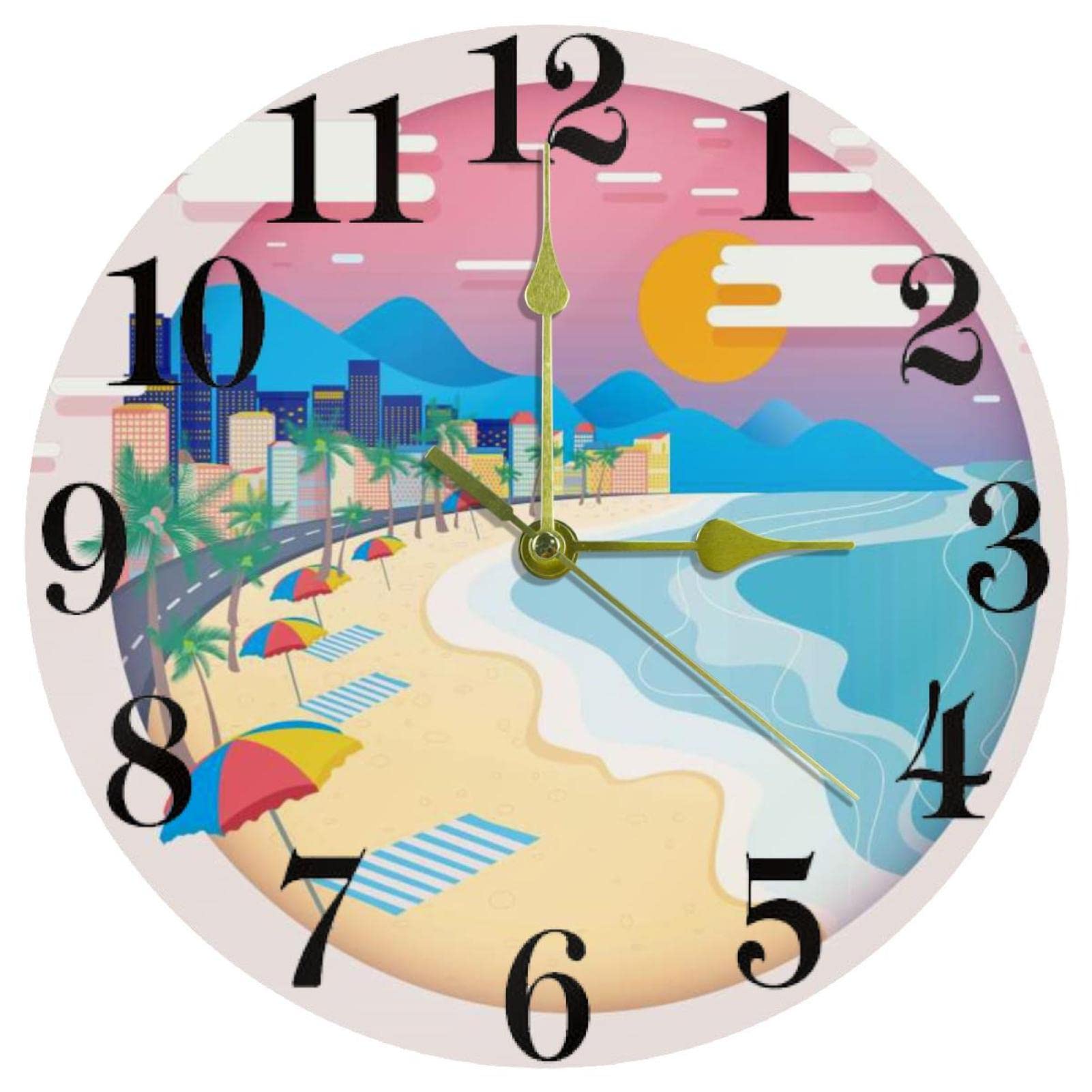 Horloge murale à quartz silencieuse Copacabana ronde 25,4 cm fonctionne à piles maison
